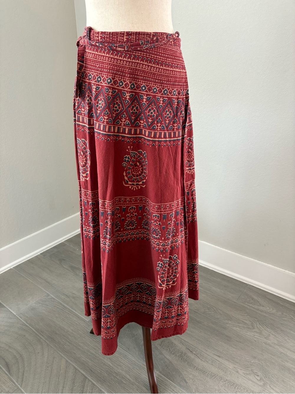 Boho Festival Full Wrap Maxi Skirt Southwestern Vtg Cotton Charlotte Russe